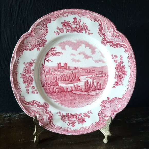 Johnson Bros Old Britain Castles "City of Exiter" Pink Dessert Plate *Crazing - Picture 1 of 7